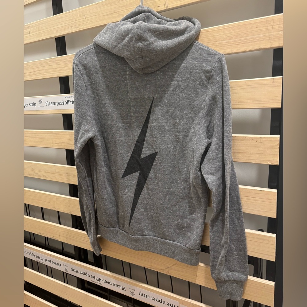 Aviator Nation Lightning Bolt Zip Up Hoodie - Heather Grey - Small